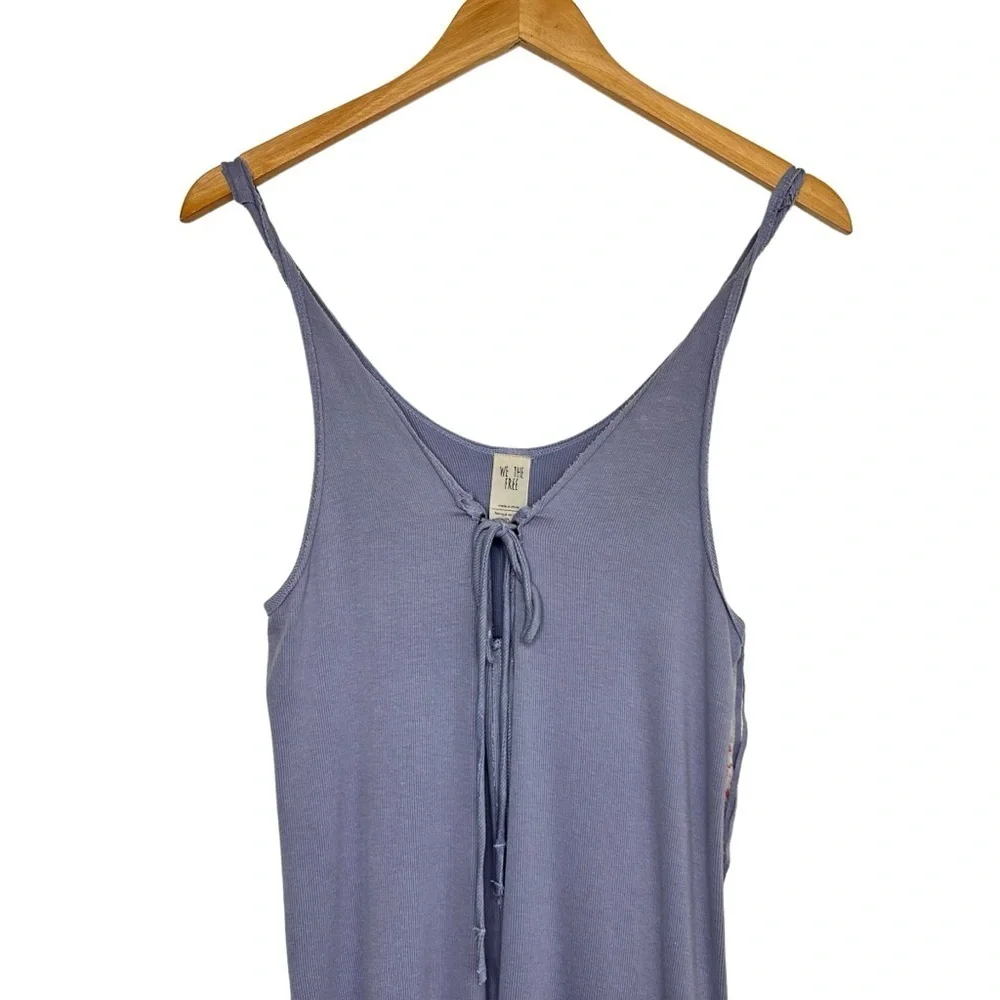 Free People We The Free Ribbed Twisted Strap Tank Tie Top Size Small Purple NWT - Picture 3 of 9